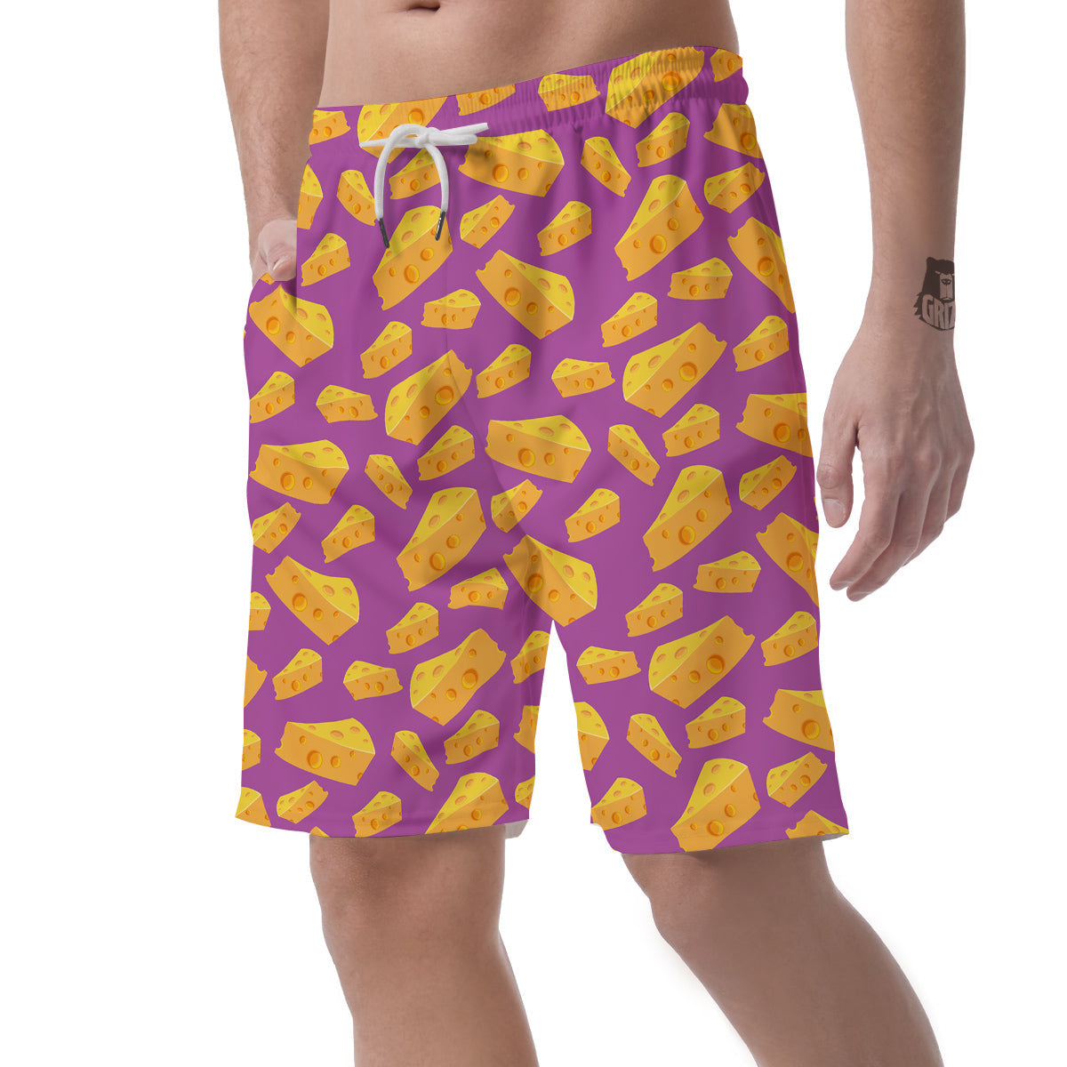 Cheese Pattern Print Men's Shorts-grizzshop