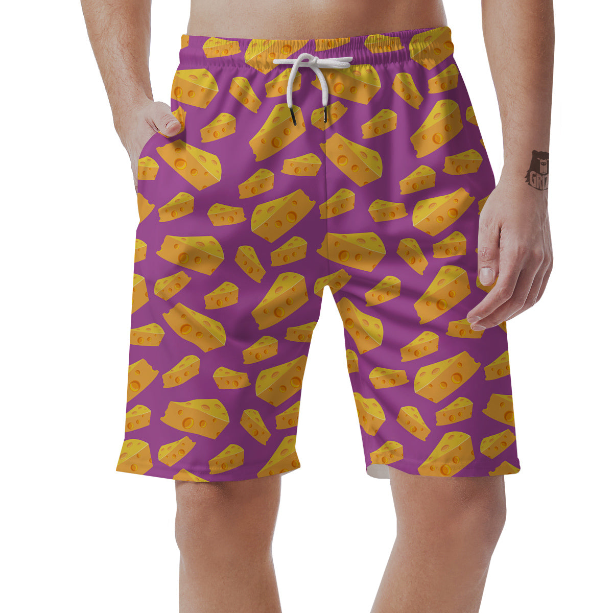 Cheese Pattern Print Men's Shorts-grizzshop