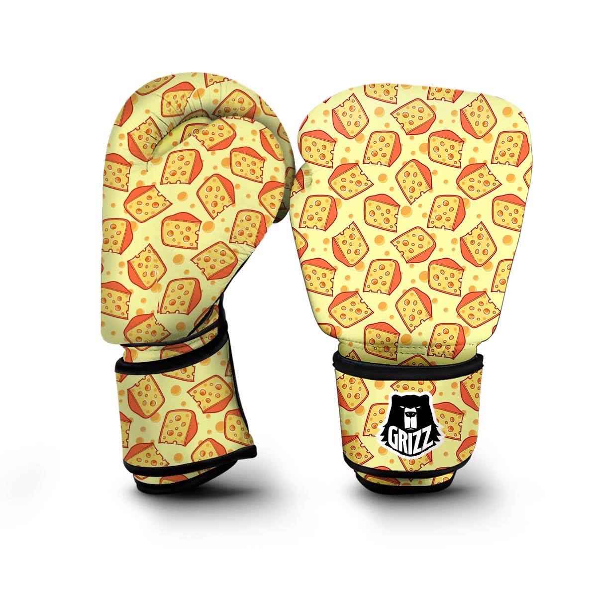 Cheese Print Pattern Boxing Gloves-grizzshop