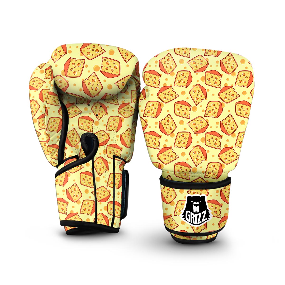 Cheese Print Pattern Boxing Gloves-grizzshop