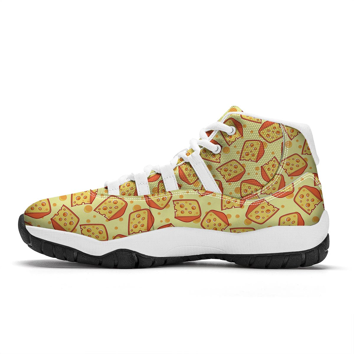 Cheese Print Pattern White Bball Shoes-grizzshop