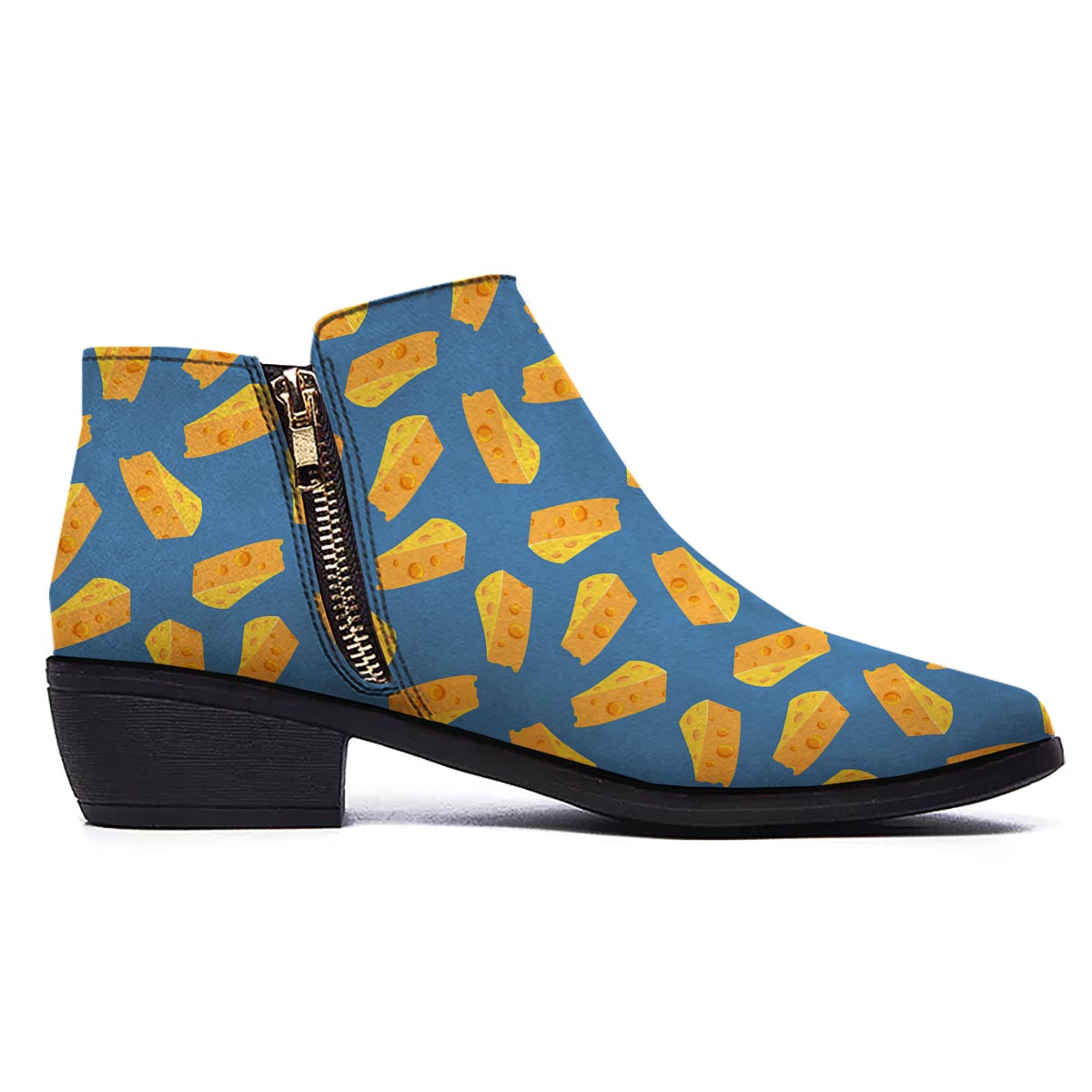 Cheese Slice Print Pattern Ankle Boots-grizzshop
