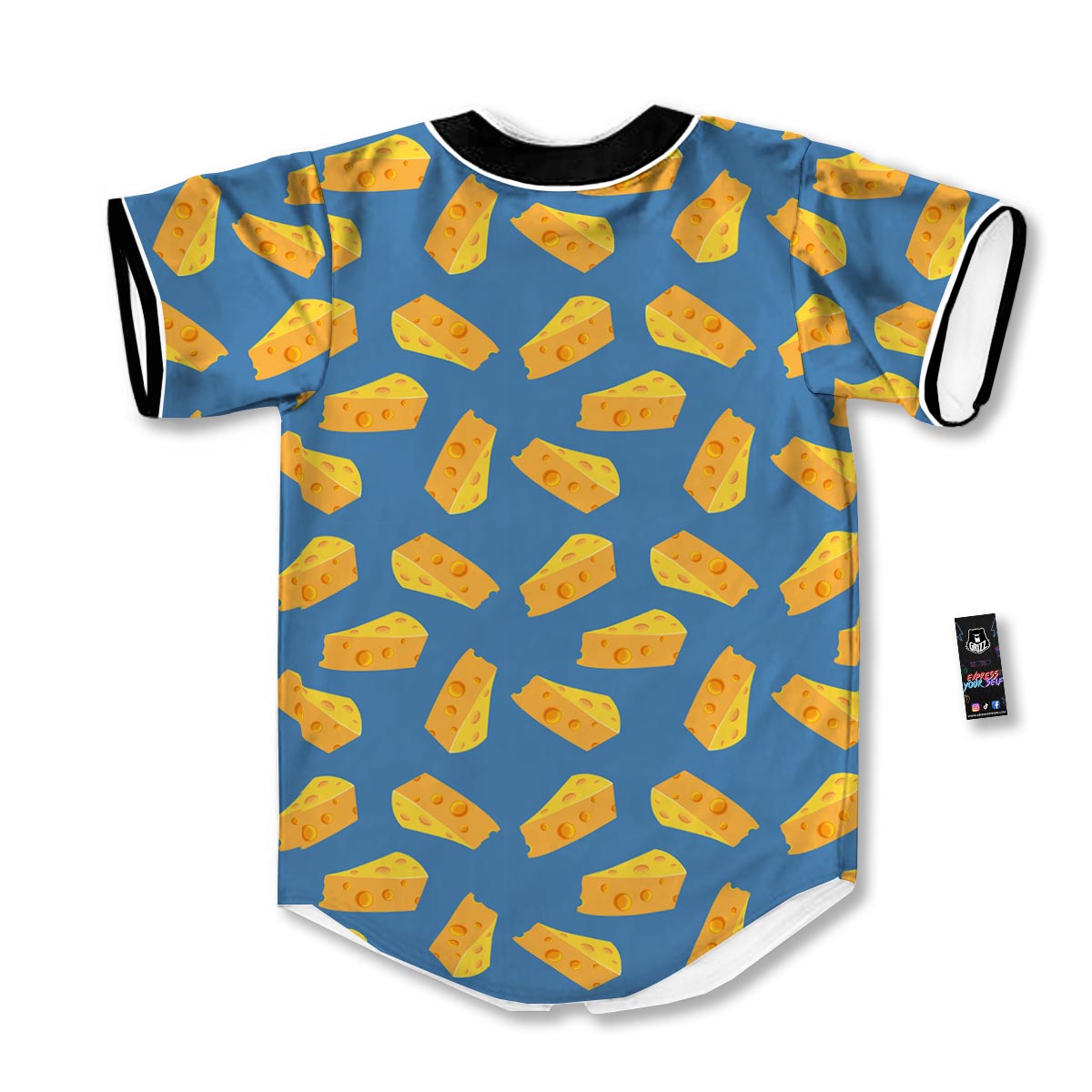 Cheese Slice Print Pattern Baseball Jersey-grizzshop