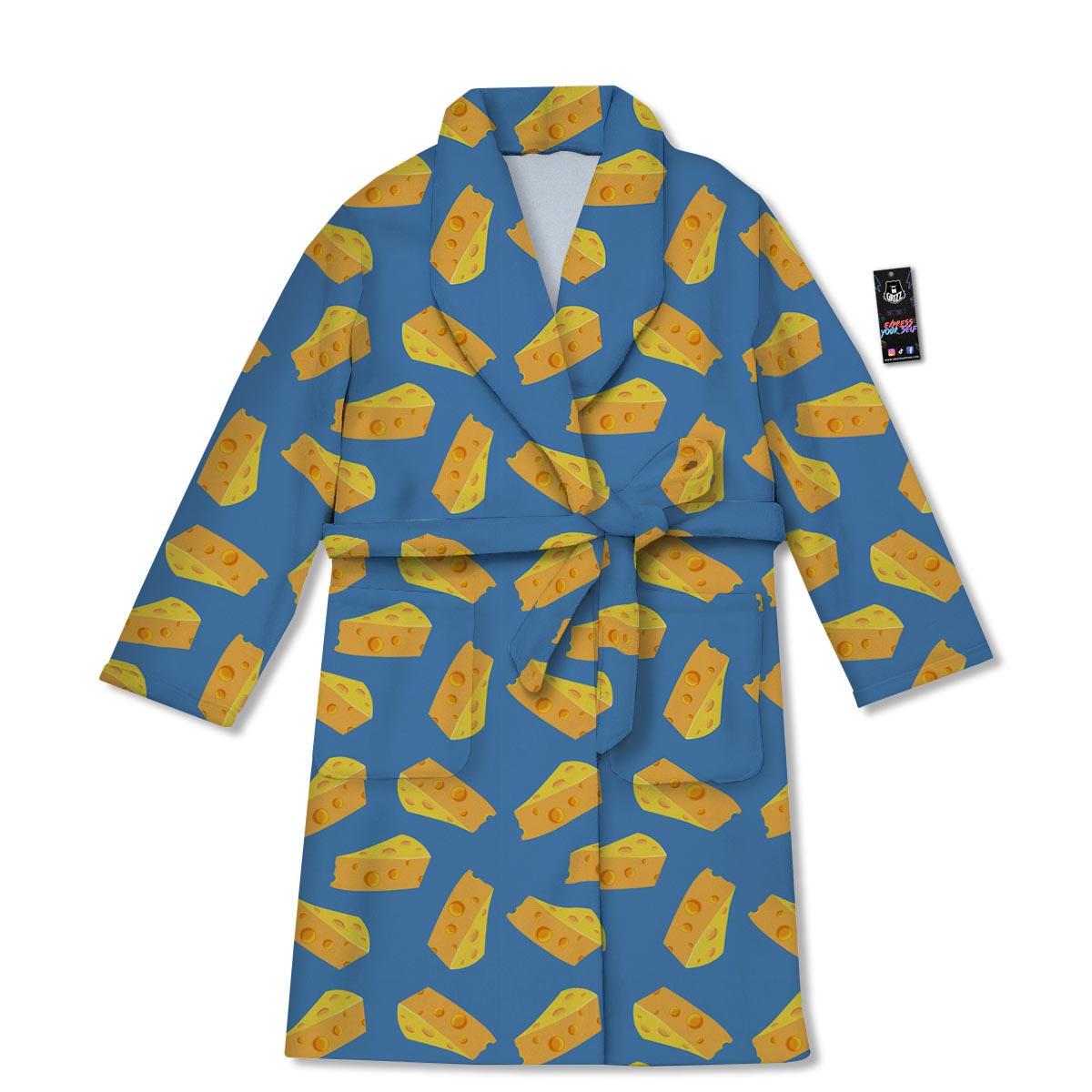 Cheese Slice Print Pattern Bathrobe-grizzshop