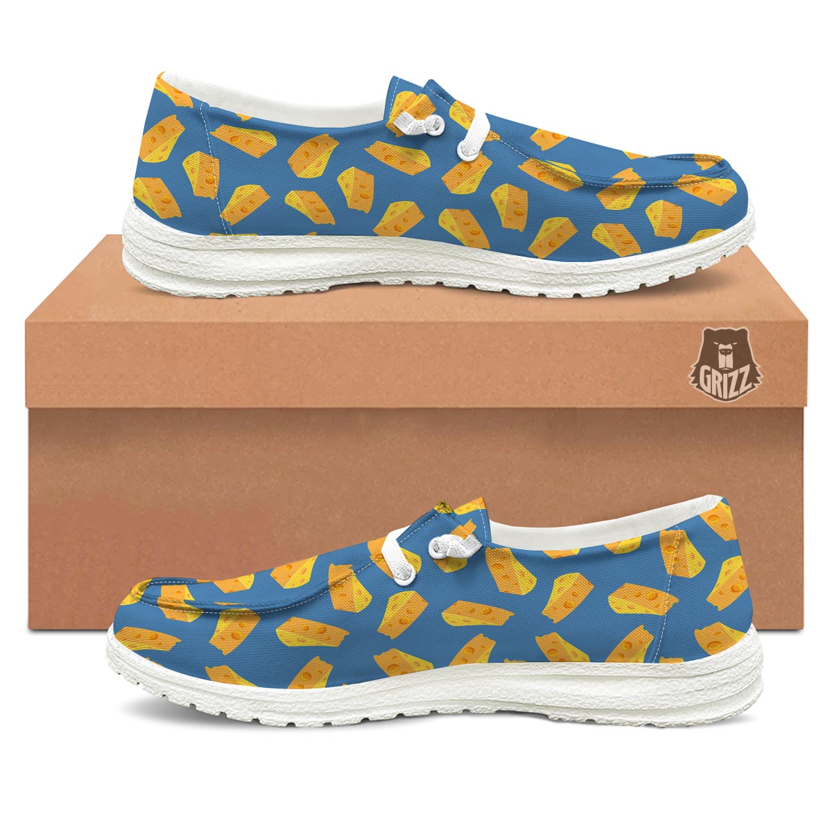 Cheese Slice Print Pattern Black Loafers-grizzshop