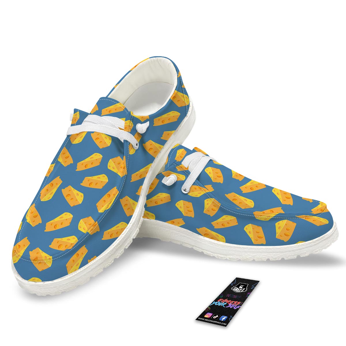 Cheese Slice Print Pattern Black Loafers-grizzshop
