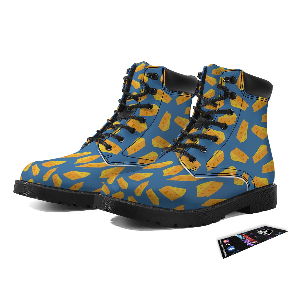 Cheese Slice Print Pattern Boots-grizzshop