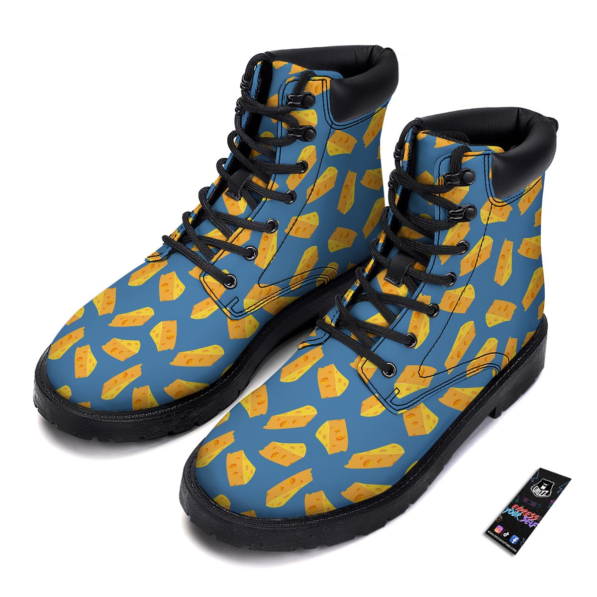 Cheese Slice Print Pattern Boots-grizzshop