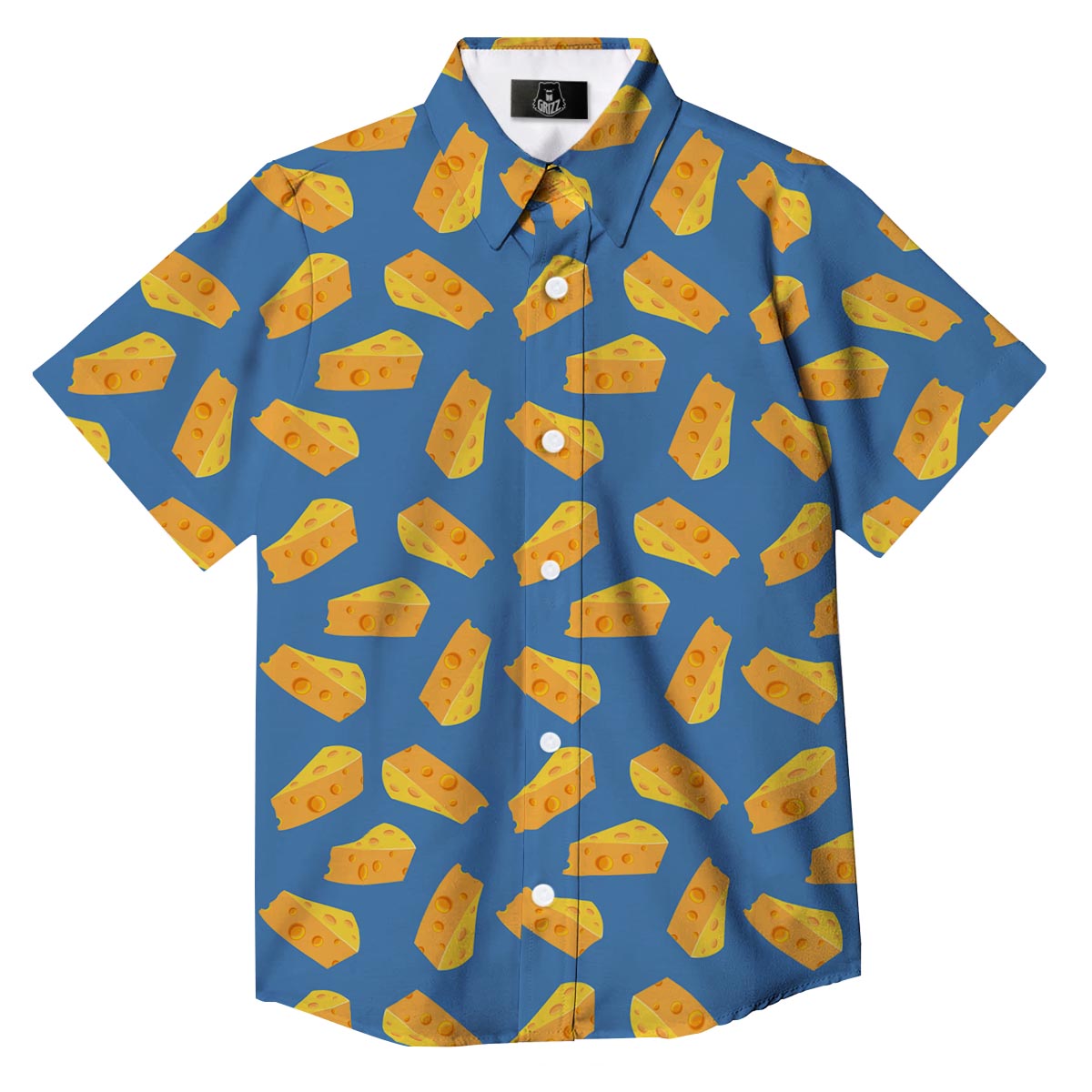 Cheese Slice Print Pattern Button Up Shirt-grizzshop