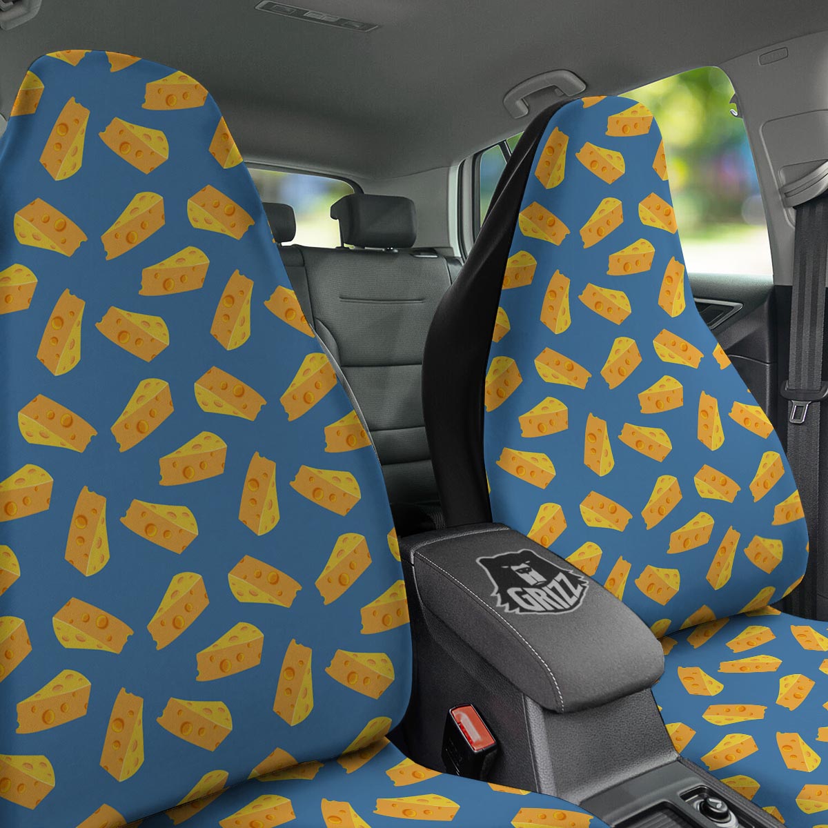 Cheese Slice Print Pattern Car Seat Covers-grizzshop