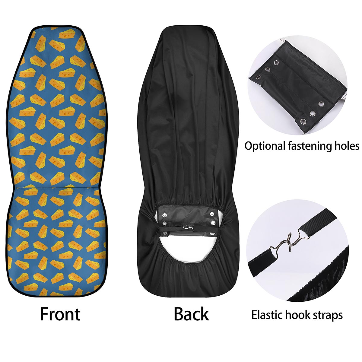Cheese Slice Print Pattern Car Seat Covers-grizzshop