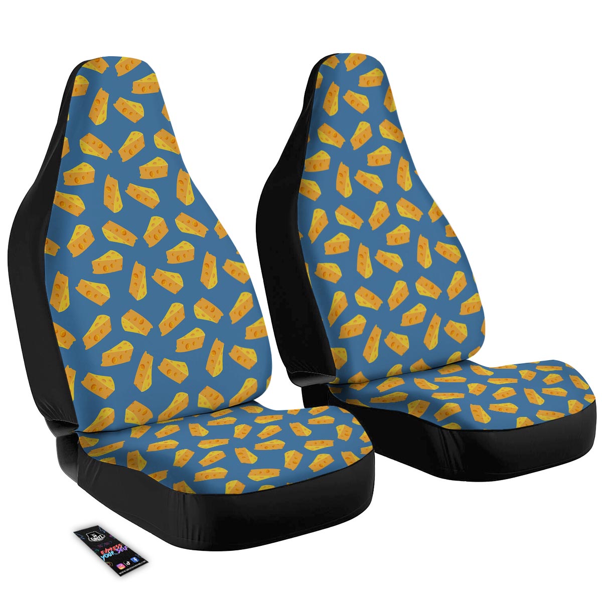 Cheese Slice Print Pattern Car Seat Covers-grizzshop