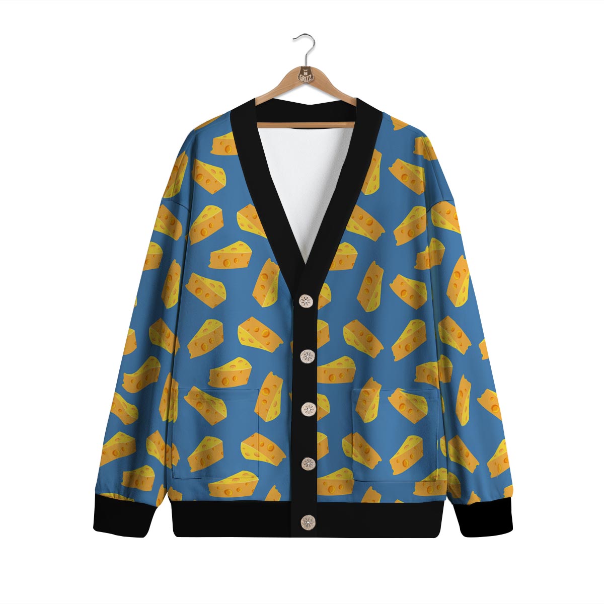 Cheese Slice Print Pattern Cardigan-grizzshop