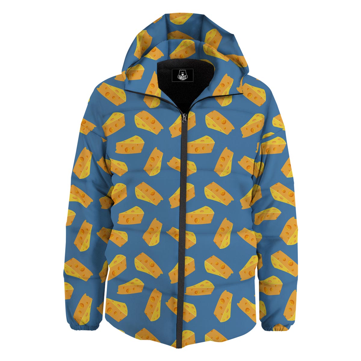 Cheese Slice Print Pattern Down Jacket-grizzshop