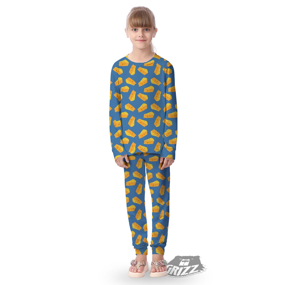 Cheese Slice Print Pattern Kid's Pajamas-grizzshop