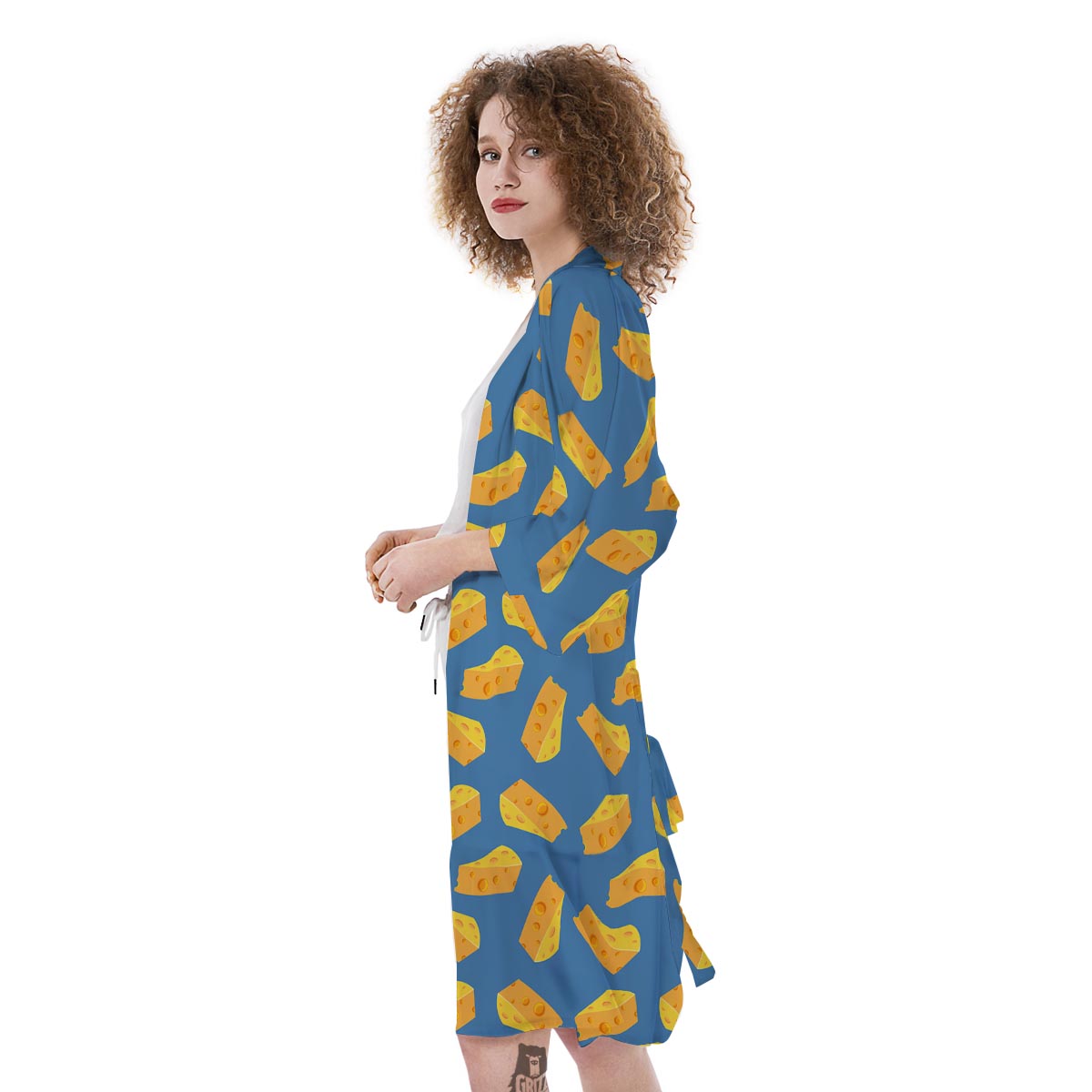 Cheese Slice Print Pattern Kimono-grizzshop