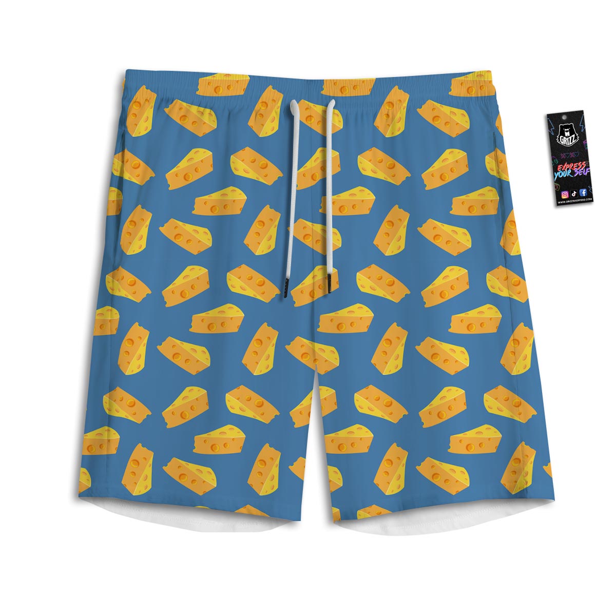 Cheese Slice Print Pattern Men's Athletic Shorts