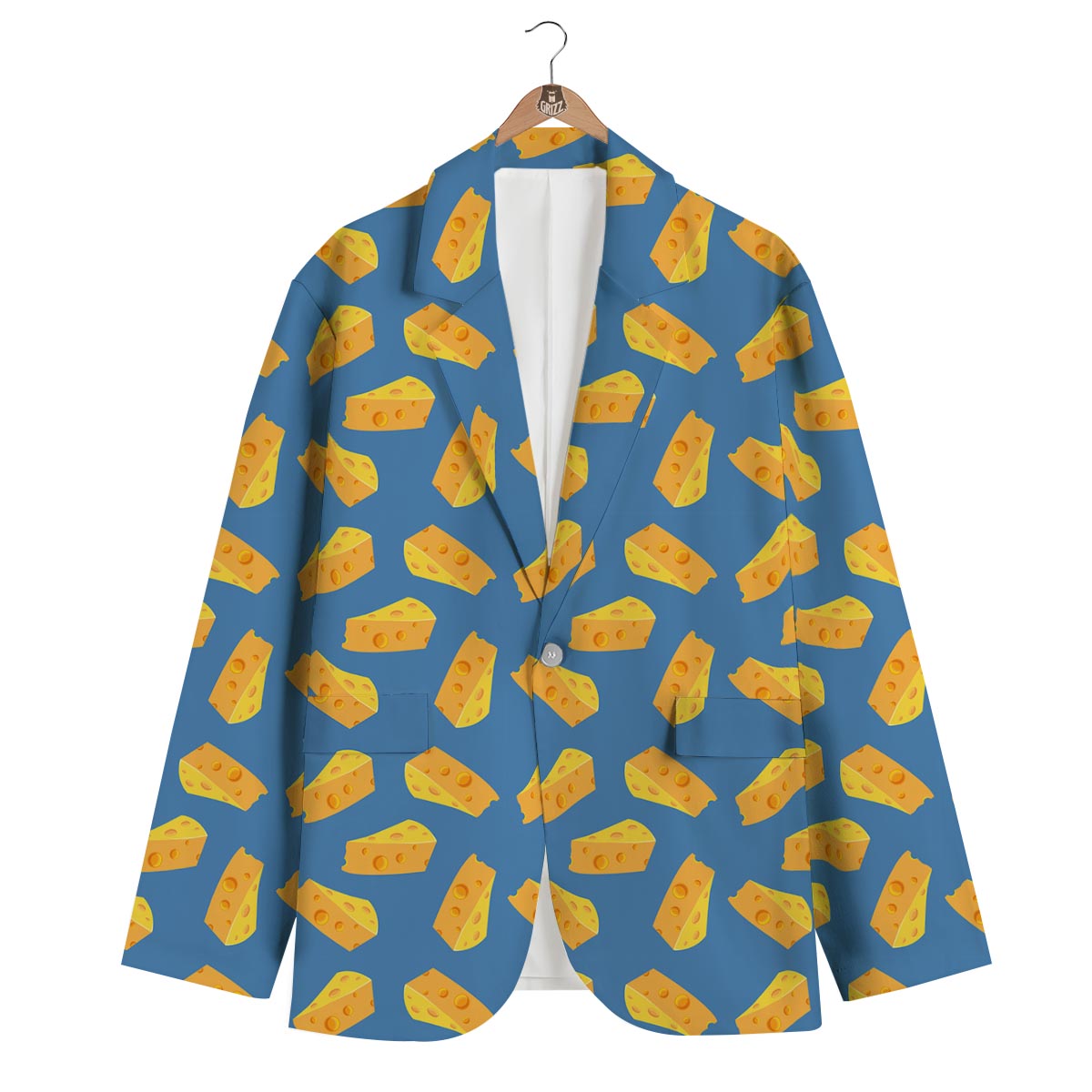 Cheese Slice Print Pattern Men's Blazer-grizzshop