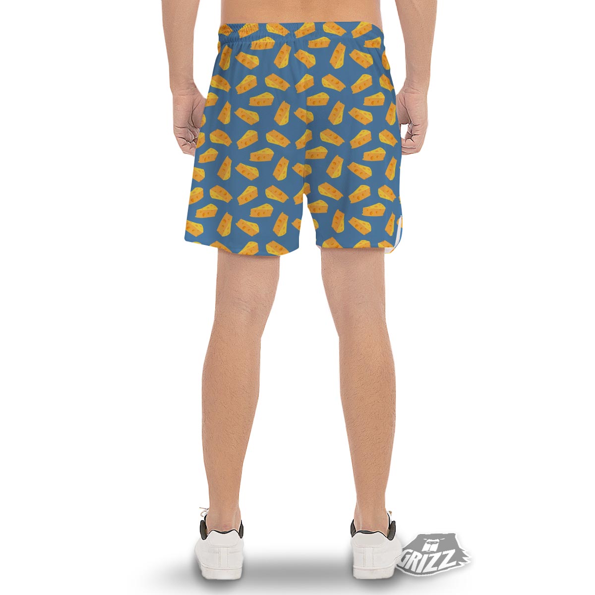 Cheese Slice Print Pattern Men's Gym Shorts-grizzshop
