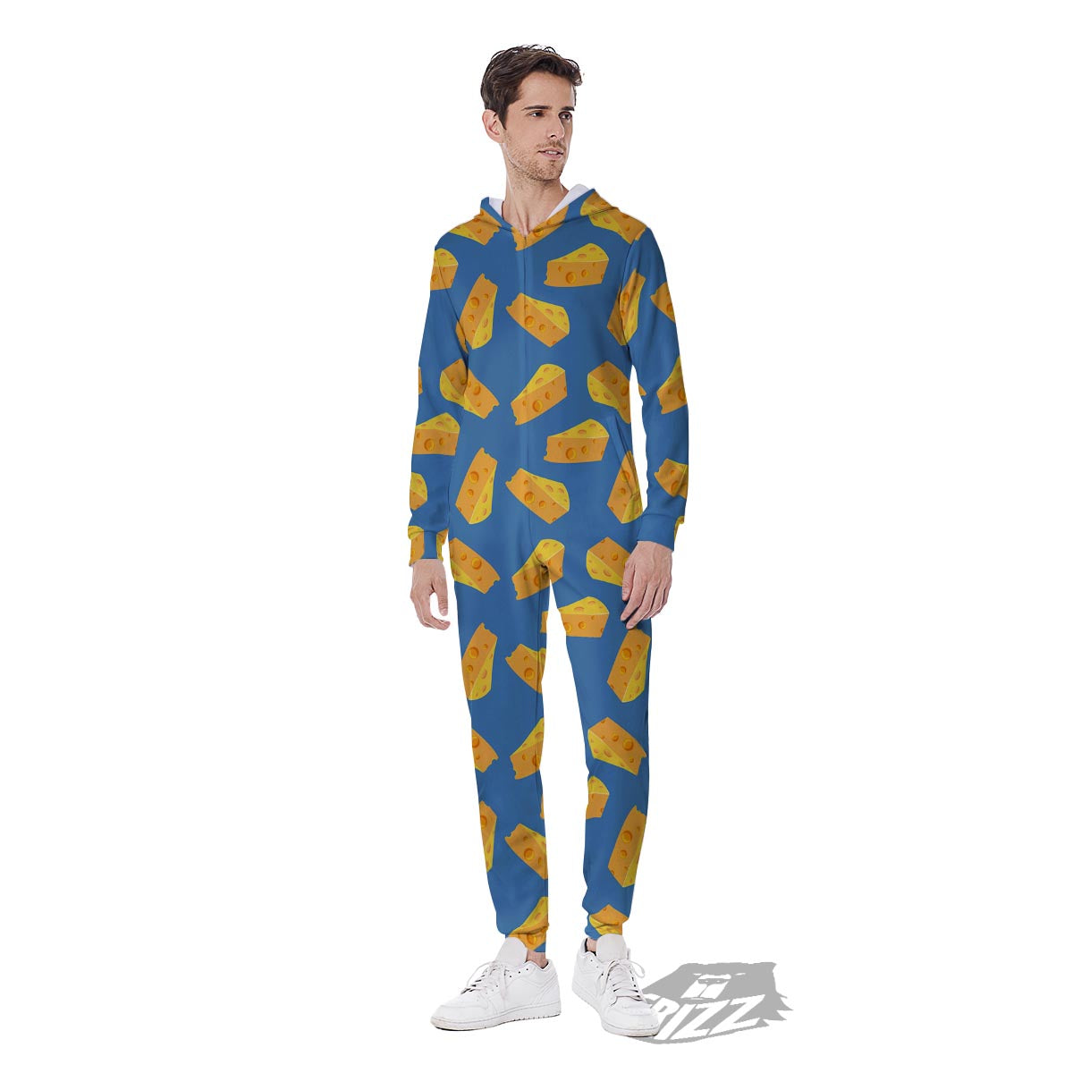 Cheese Slice Print Pattern Men's Jumpsuit-grizzshop