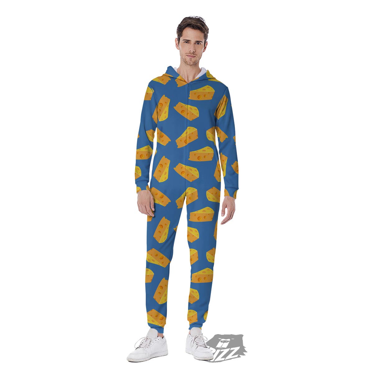 Cheese Slice Print Pattern Men's Jumpsuit-grizzshop