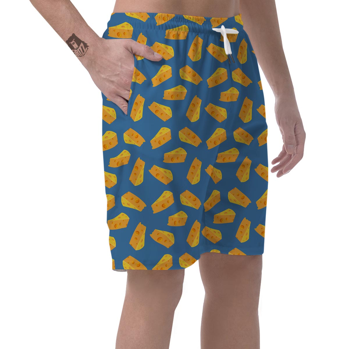 Cheese Slice Print Pattern Men's Shorts-grizzshop