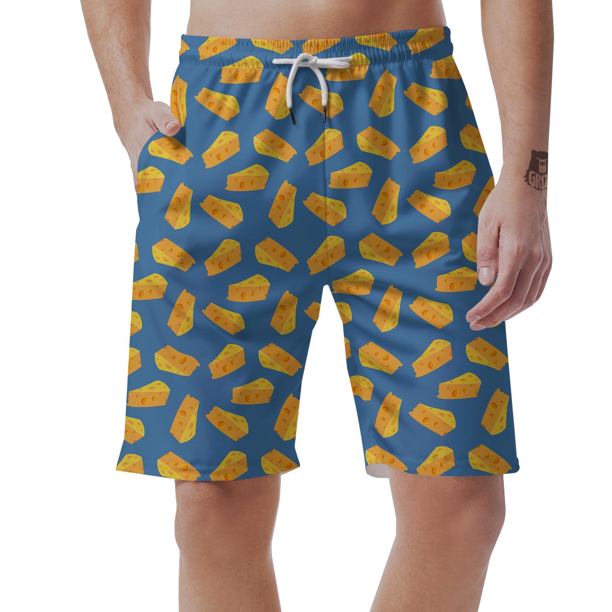 Cheese Slice Print Pattern Men's Shorts-grizzshop