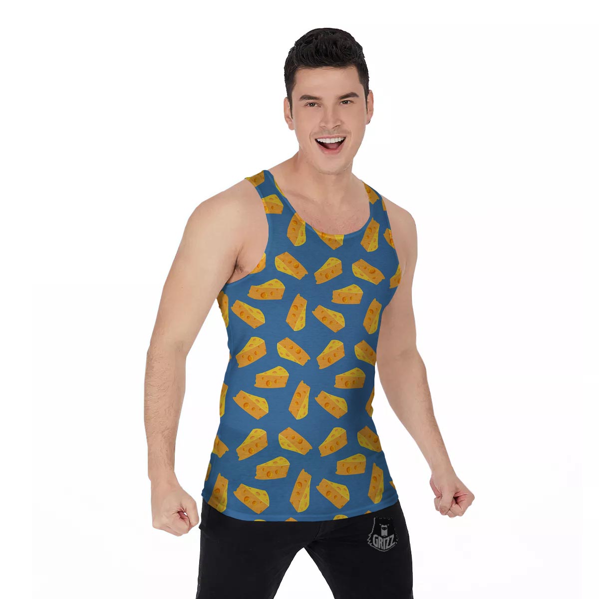 Cheese Slice Print Pattern Men's Tank Top-grizzshop