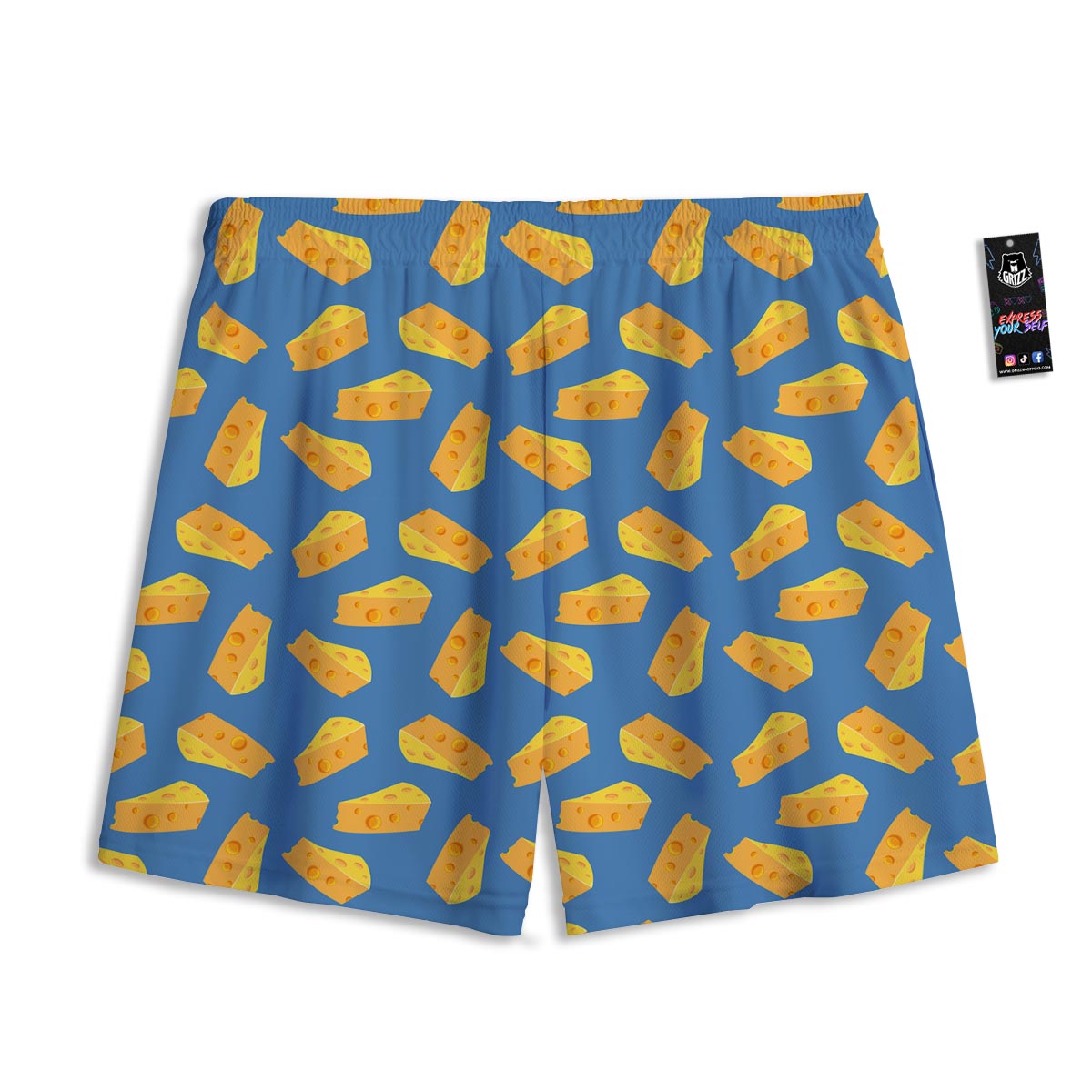 Cheese Slice Print Pattern Mesh Shorts