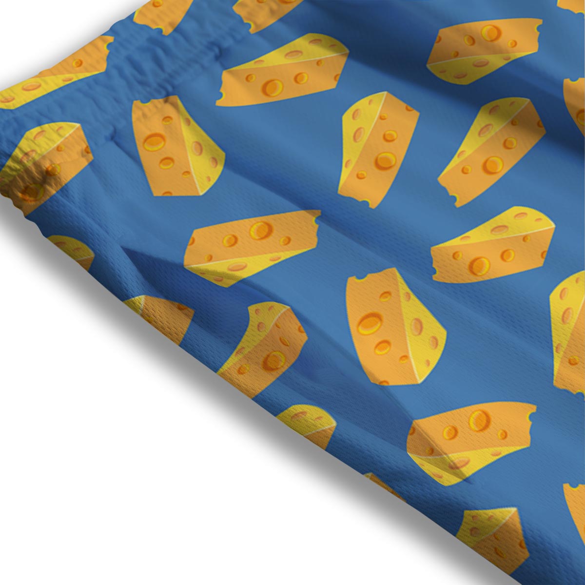 Cheese Slice Print Pattern Mesh Shorts