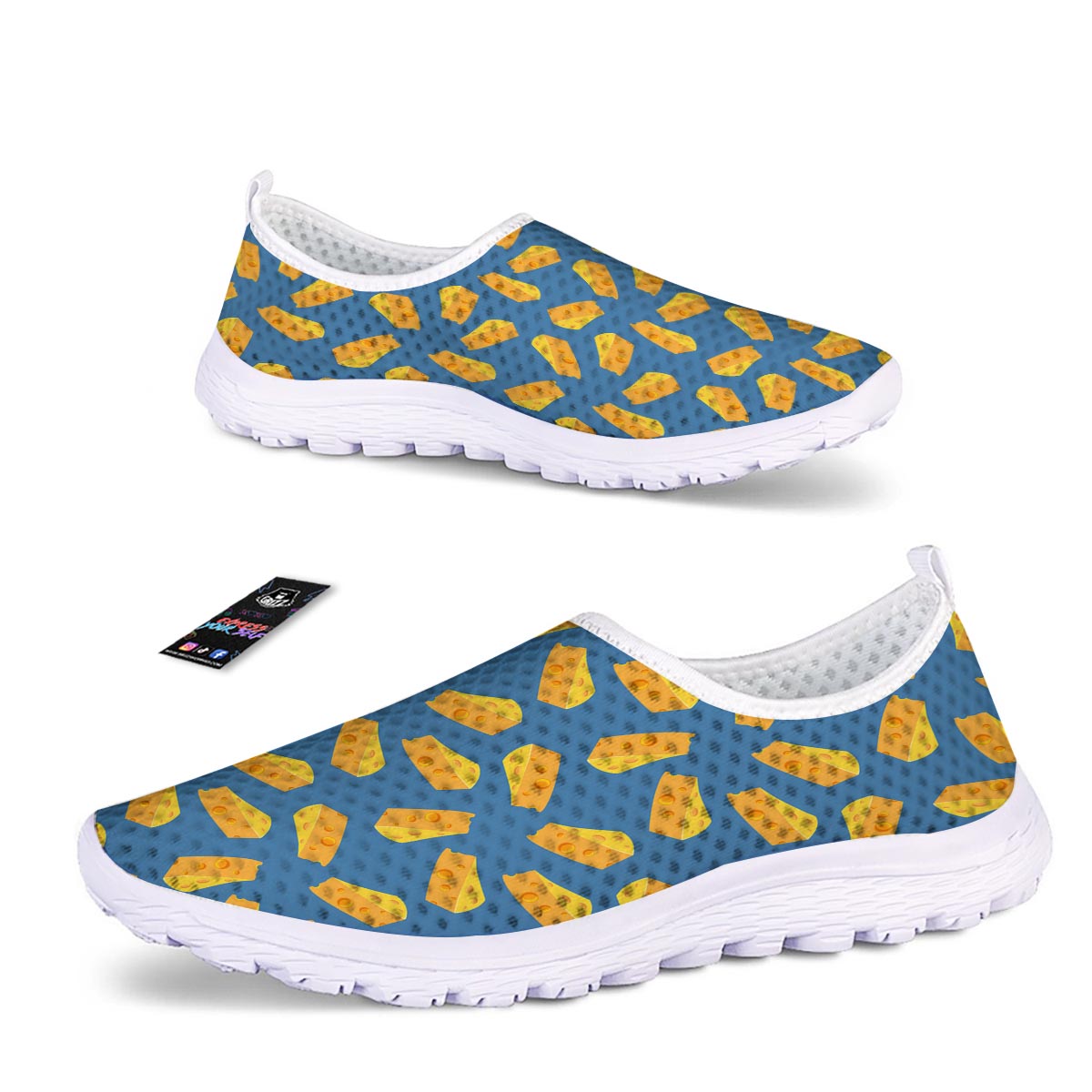 Cheese Slice Print Pattern Nurse Shoes-grizzshop
