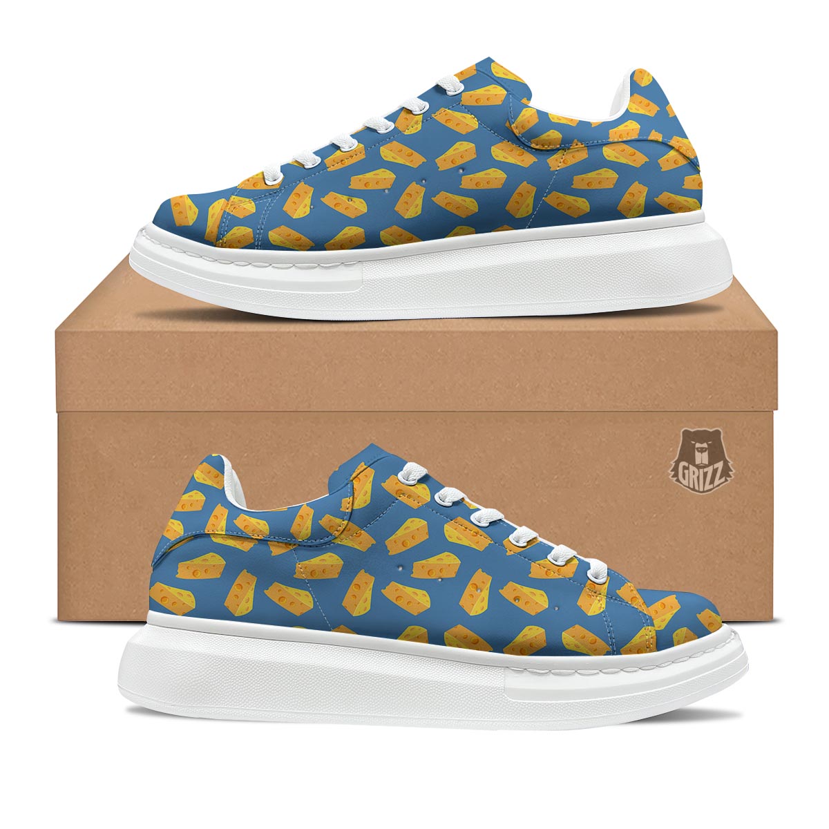 Cheese Slice Print Pattern Platform Shoes-grizzshop