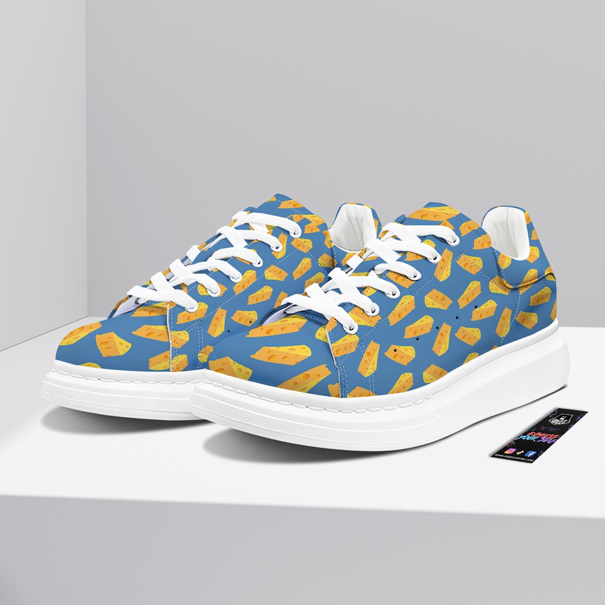 Cheese Slice Print Pattern Platform Shoes-grizzshop