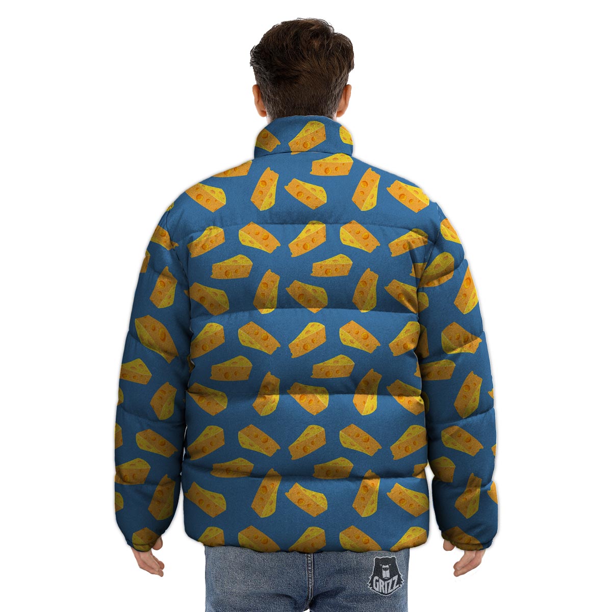 Cheese Slice Print Pattern Puffer Jacket-grizzshop