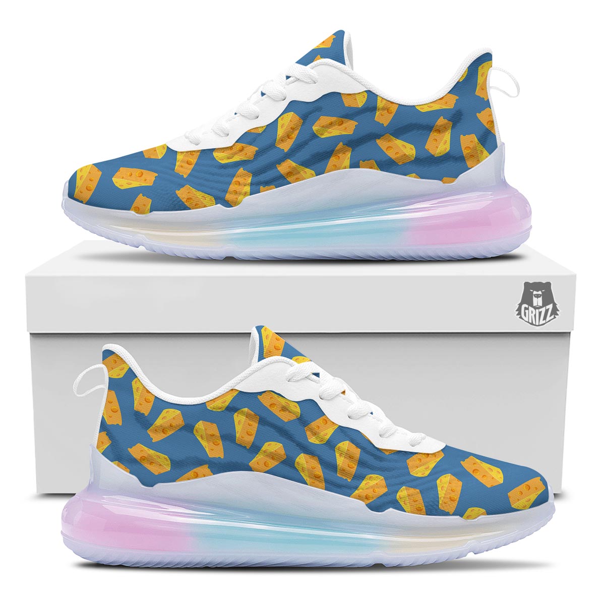 Cheese Slice Print Pattern Running Sneakers-grizzshop