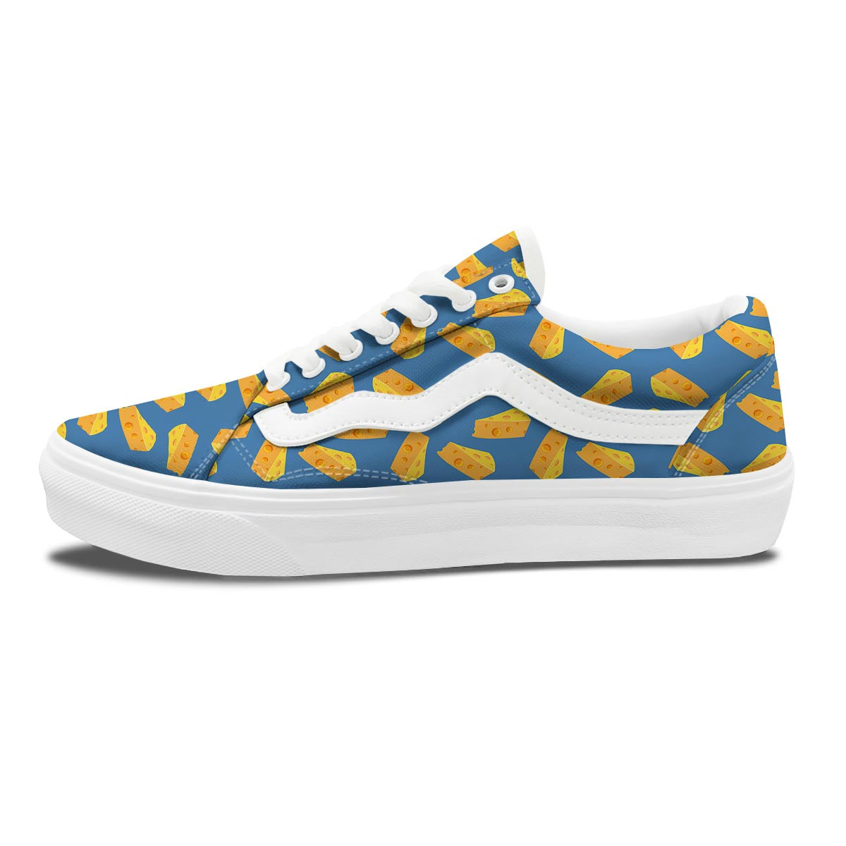 Cheese Slice Print Pattern Skate Shoes-grizzshop