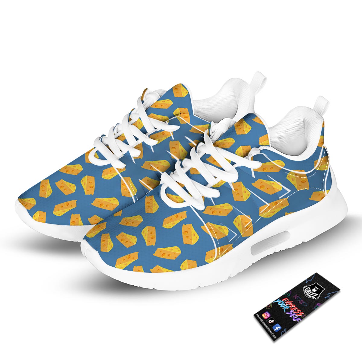Cheese Slice Print Pattern Tennis Shoes-grizzshop