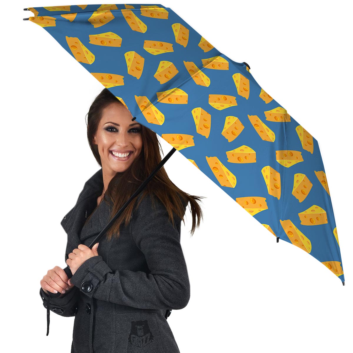 Cheese Slice Print Pattern Umbrella-grizzshop