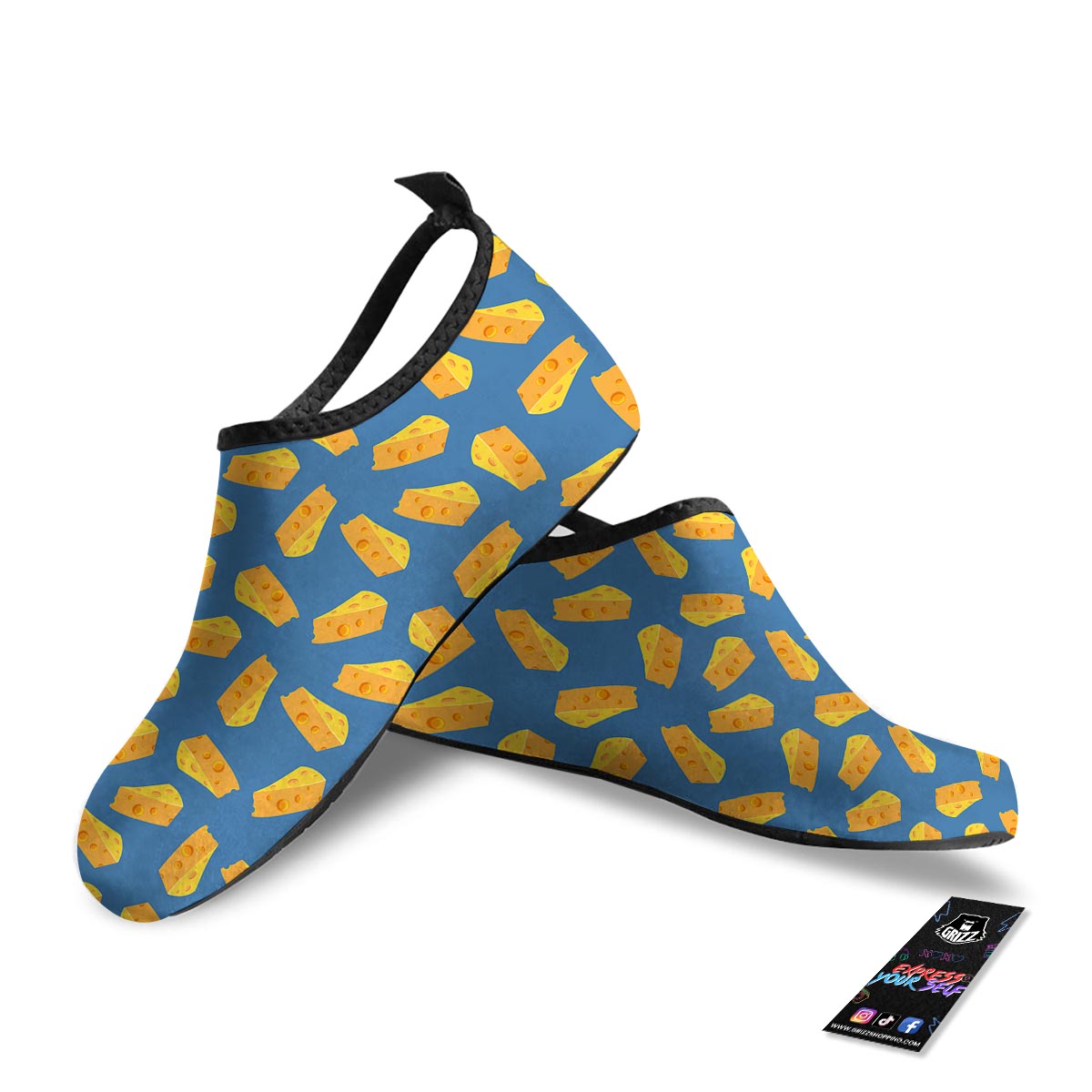 Cheese Slice Print Pattern Water Shoes-grizzshop