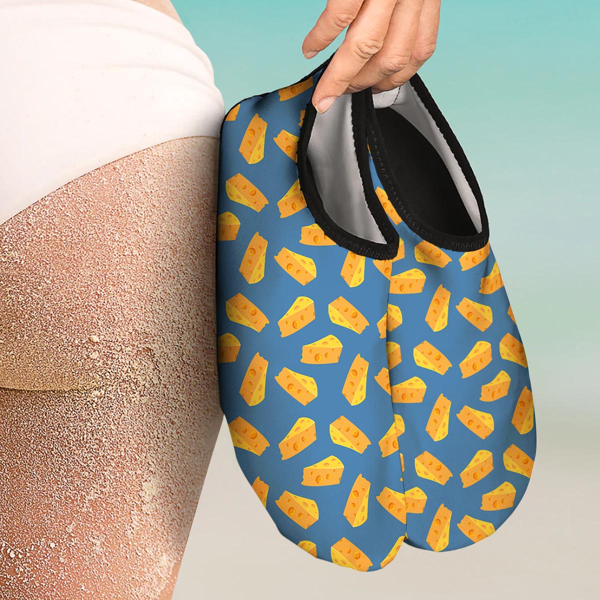 Cheese Slice Print Pattern Water Shoes-grizzshop