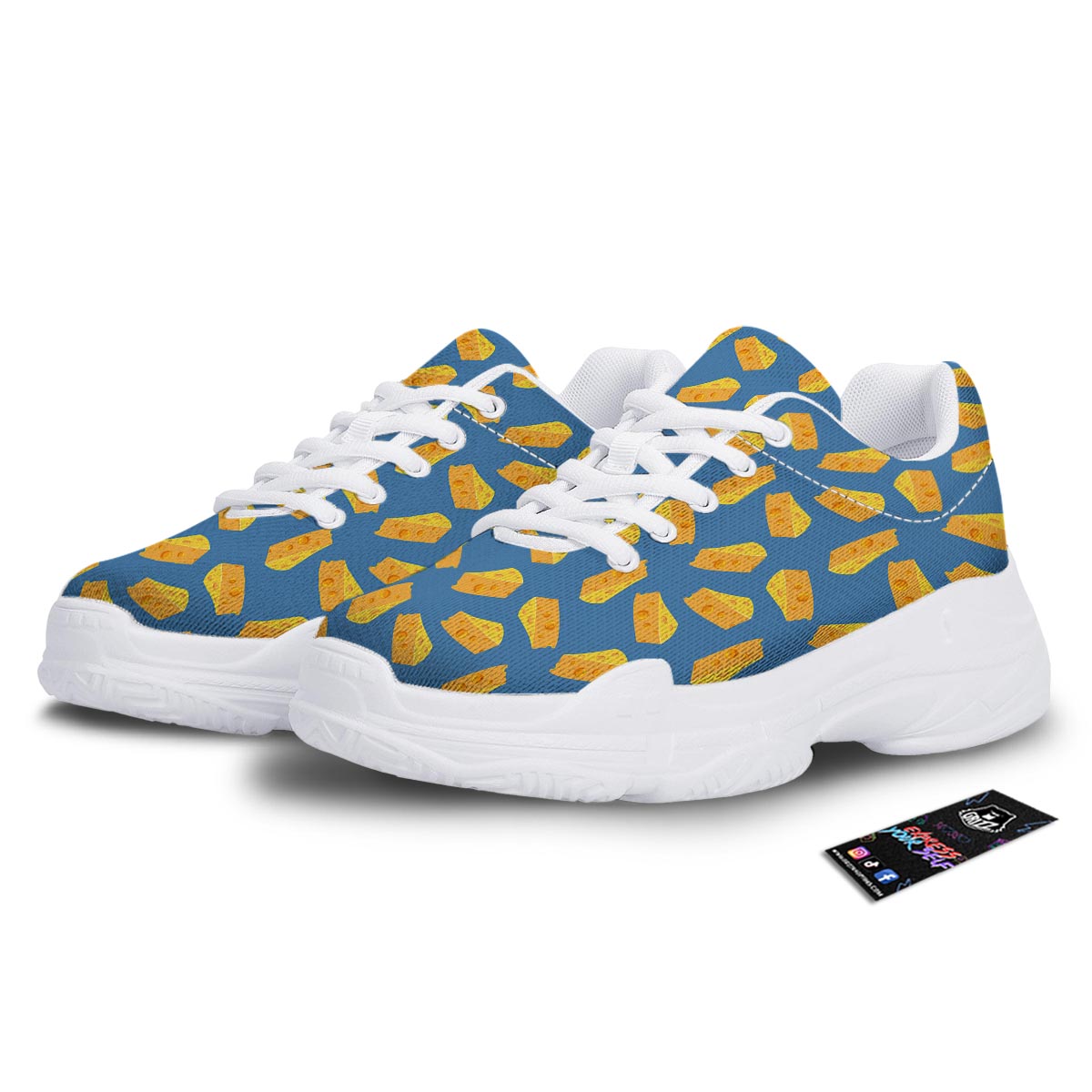 Cheese Slice Print Pattern White Chunky Shoes-grizzshop