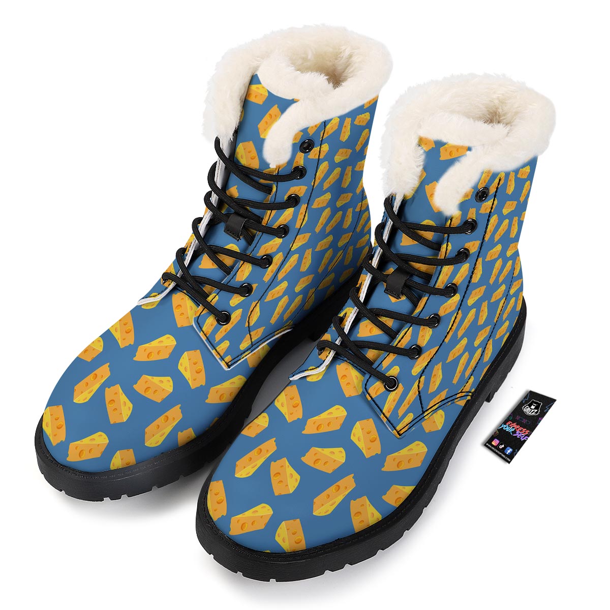 Cheese Slice Print Pattern Winter Boots-grizzshop