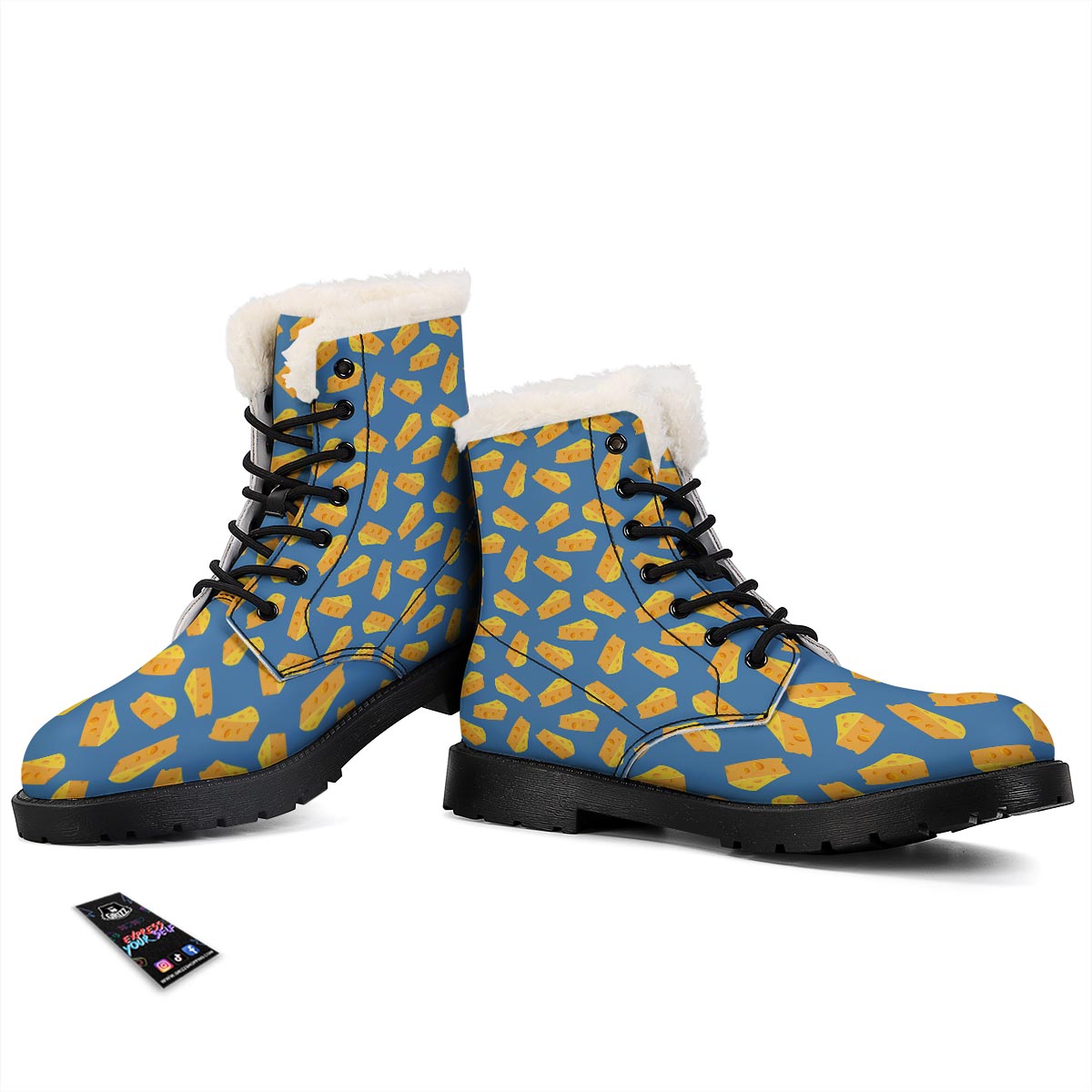 Cheese Slice Print Pattern Winter Boots-grizzshop