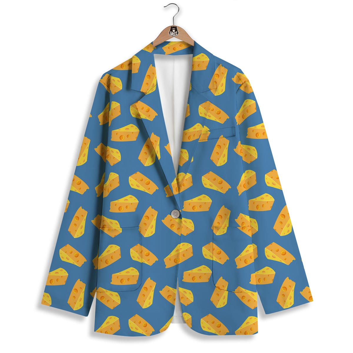 Cheese Slice Print Pattern Women's Blazer-grizzshop