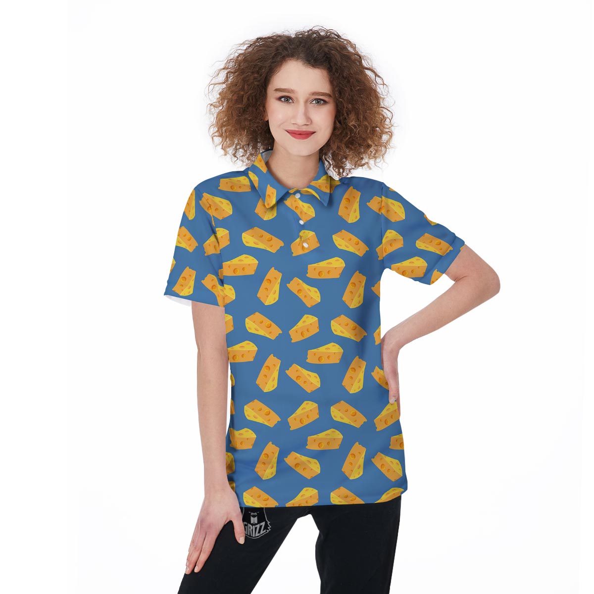 Cheese Slice Print Pattern Women's Golf Shirts-grizzshop