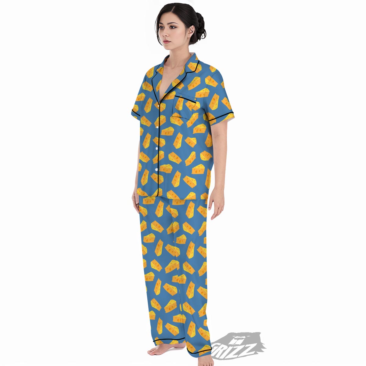 Cheese Slice Print Pattern Women's Pajamas Set-grizzshop