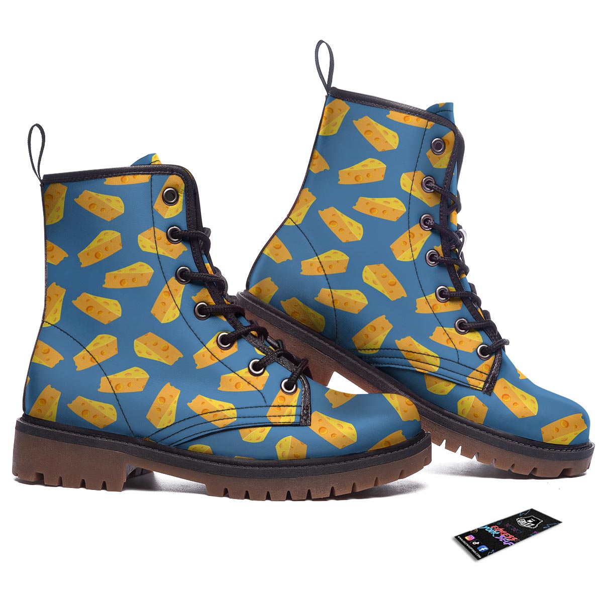 Cheese Slice Print Pattern Work Boots-grizzshop