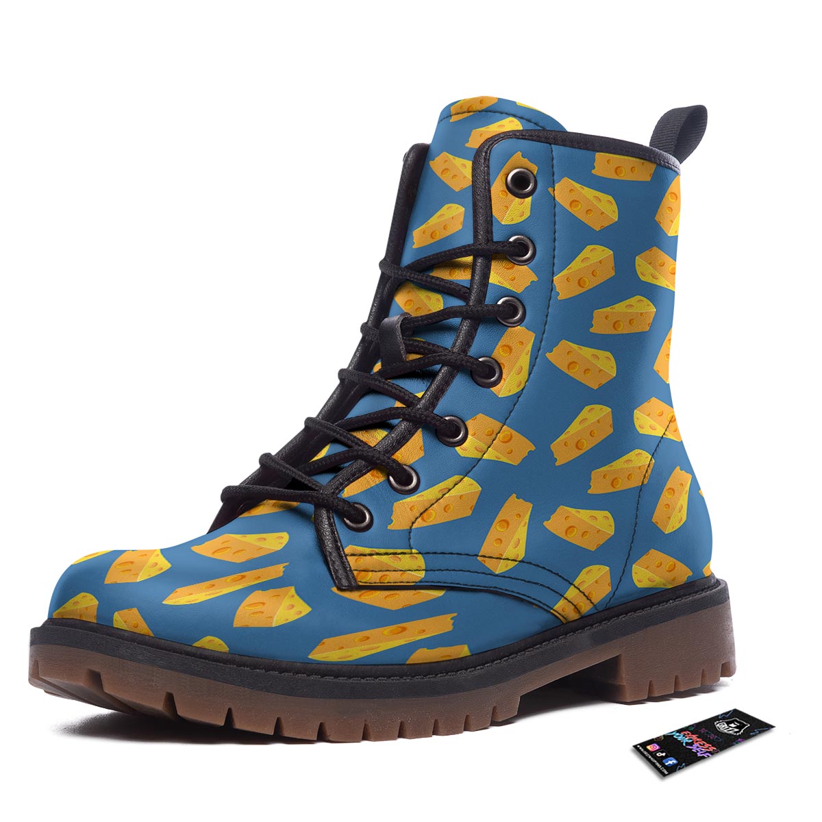 Cheese Slice Print Pattern Work Boots-grizzshop