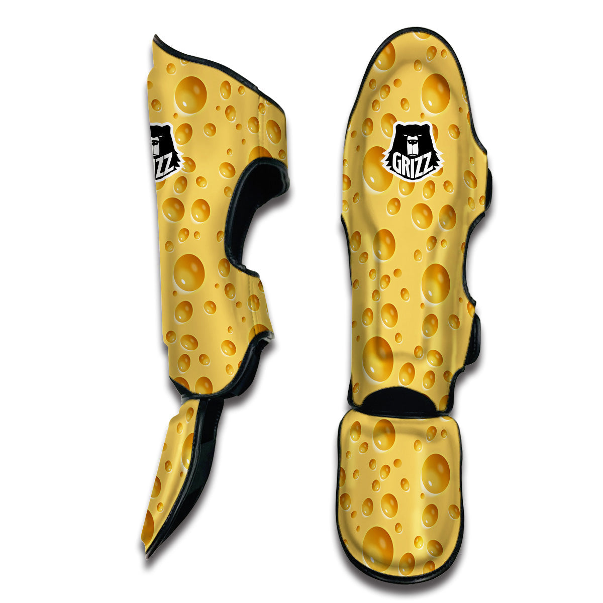 Cheese Surface Pattern Print Muay Thai Shin Guards-grizzshop