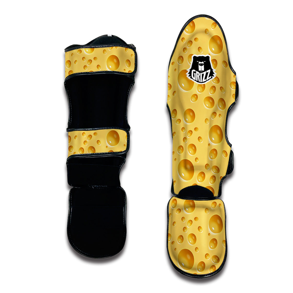 Cheese Surface Pattern Print Muay Thai Shin Guards-grizzshop